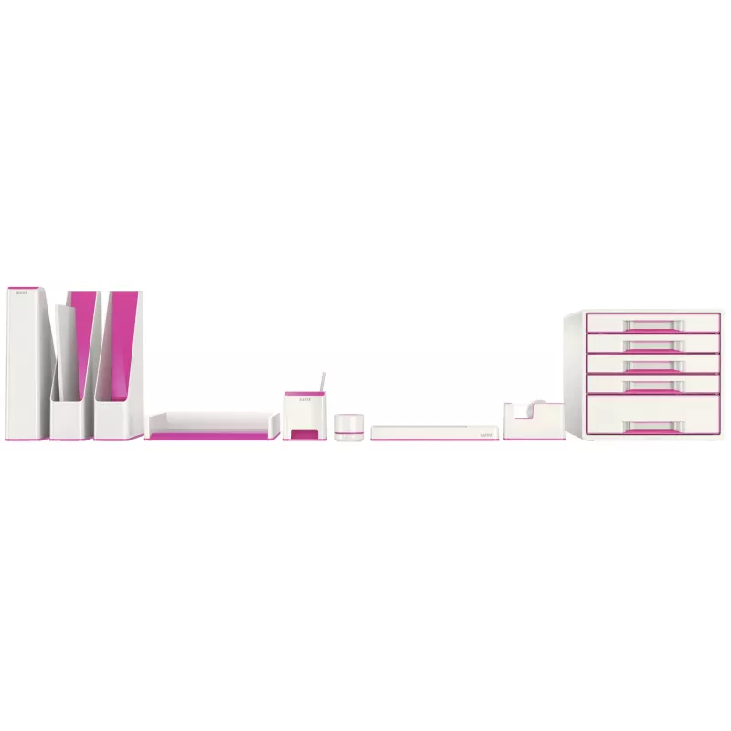 Leitz Schubladenschrank WOW Cube 5 Schubladen, 5 Schublade(n), Kunststoff, Pink, Weiß, 1 Stk., 270 mm, 287 mm