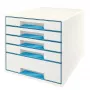 Leitz Drawer Cabinet WOW Cube 5-drawer, 5 Schubladen, Kunststoff, Blau, Weiß, 1 Stück, 287 mm, 270 mm