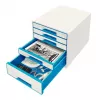 Leitz Drawer Cabinet WOW Cube 5-drawer, 5 Schubladen, Kunststoff, Blau, Weiß, 1 Stück, 287 mm, 270 mm