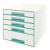 Leitz WOW Cube Schubladenschrank mit 5 Schubladen, 5 Schubladen, Kunststoff, Türkis, Weiß, 1 Stk., 287 mm, 270 mm