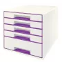 Leitz Drawer Cabinet WOW Cube 5-drawer, 5 drawer(s), Kunststoff, Violett, Weiß, 1 Stk., 287 mm, 270 mm