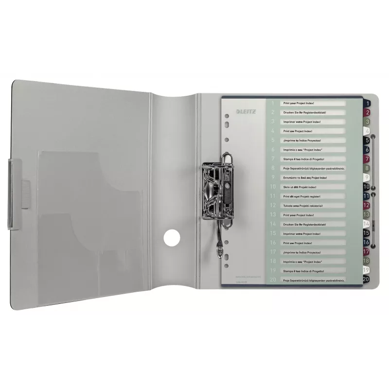 Leitz Index PC Printable 1-20 Style PP A4+, Numerisches Tab-Register, Polypropylen (PP), Mehrfarbig, Hochformat, A4 Maxi, 245 mm