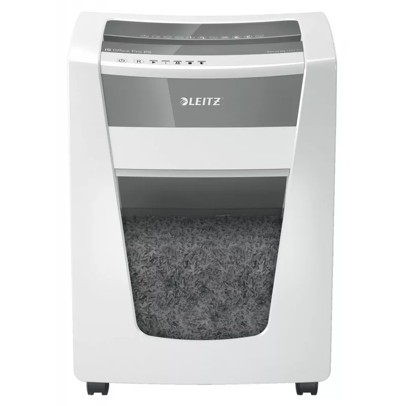 Leitz IQ Office Pro Aktenvernichter P5, Mikroschnitt, 23 cm, 2 x 15 mm, 30 l, 300 Blatt, 55 dB