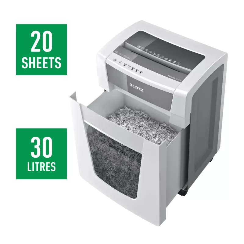 Leitz IQ Office Pro Aktenvernichter P4, Kreuzschnitt, 23 cm, 4 x 40 mm, 30 L, 275 Blatt, 55 dB