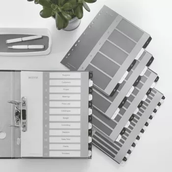 Leitz Indizes Printable PP A4+ 1-6 WOW Weiß/Schwarz, numerisches Tab-Register, Polypropylen (PP), Schwarz, Weiß, A4 Maxi, 245 mm, 305 mm
