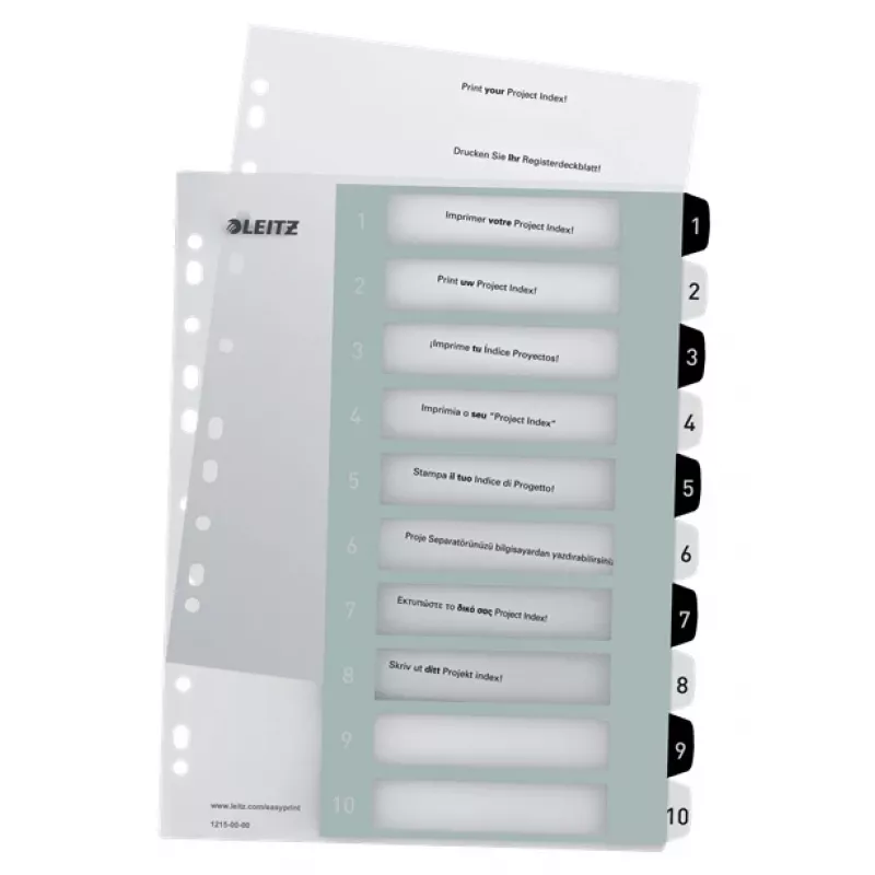 Leitz Indices Printable PP A4+ 1-10 WOW Weiß/Schwarz