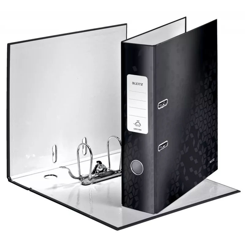 Leitz Lever Arch File 180° WOW POB/laminiert A4/80mm, A4, Karton, Schwarz, 600 Blatt, 80 g/m², 8 cm