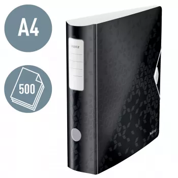 Leitz Hebelordner Active PP WOW A4/80 mm, A4, D-Ring, Aufbewahrung, Polyfoam, Schwarz, 500 Blatt
