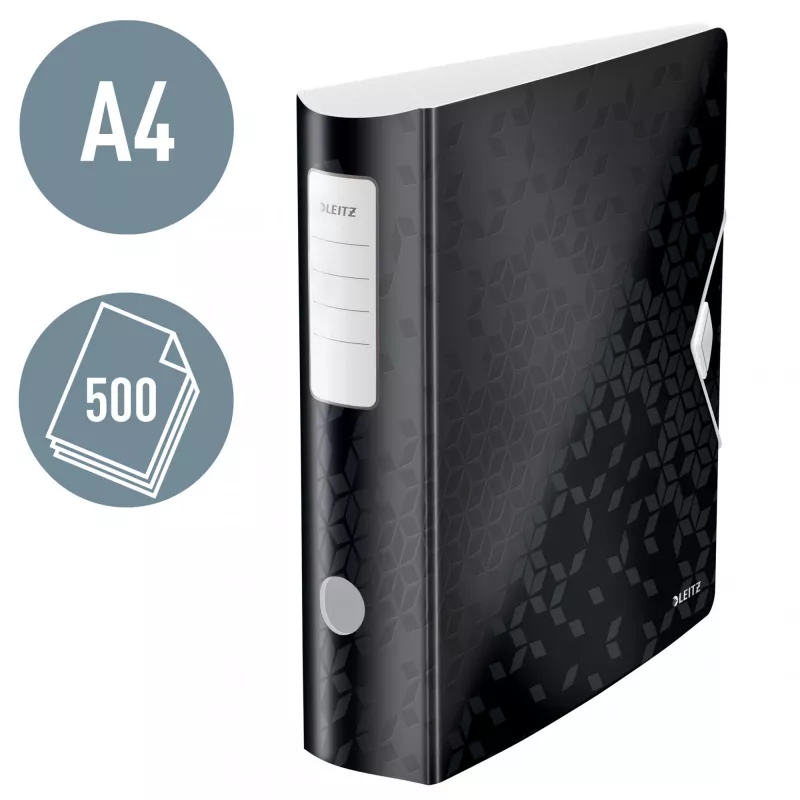 Leitz Hebelordner Active PP WOW A4/80 mm, A4, D-Ring, Aufbewahrung, Polyfoam, Schwarz, 500 Blatt