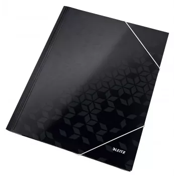Leitz 3-Klappen-Mappe WOW Card/POB A4, Klappenmappe, A4, Polypropylen (PP), Schwarz, 150 Blatt, Gummiband