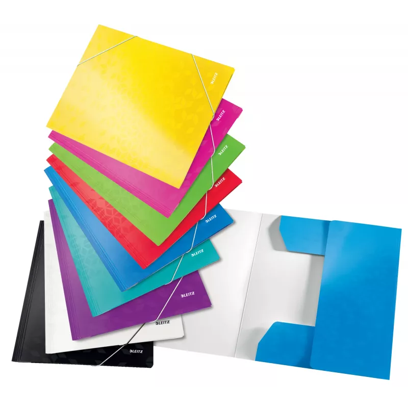 Leitz 3-Klappen-Mappe WOW Card/POB A4, Klappenmappe, A4, Polypropylen (PP), Schwarz, 150 Blatt, Gummiband