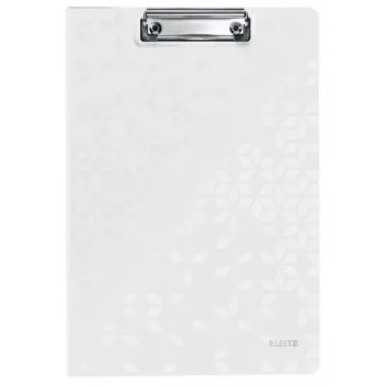 Leitz Klemmbrett mit Deckel WOW, A4, Polyfoam, Weiß, 75 Blatt, 1 Tasche, 230 mm