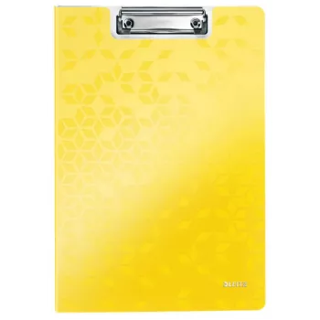 Leitz Clipboard mit Deckel WOW, A4, Polyfoam, Gelb, 75 Blatt, 1 Tasche, 230 mm
