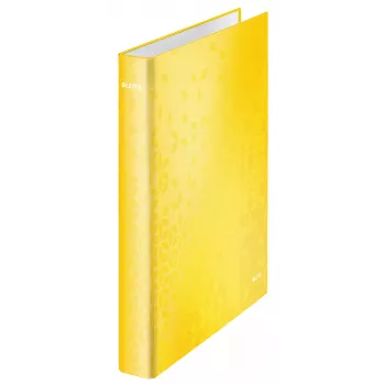 Leitz Ringbinder WOW laminiert A4+ 2DR/25mm, A4+, D-Ring, Karton, Gelb, 250 Blatt, 80 g/m²