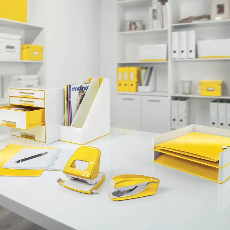 Leitz Ringbinder WOW laminiert A4+ 2DR/25mm, A4+, D-Ring, Karton, Gelb, 250 Blatt, 80 g/m²