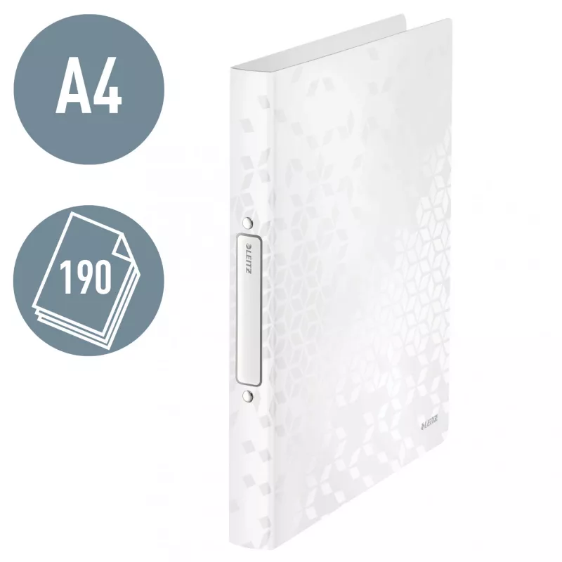 Leitz Ringbinder WOW PP A4 2RR/25mm, A4, Rundring, Polypropylen (PP), Weiß, 190 Blatt, 80 g/m²