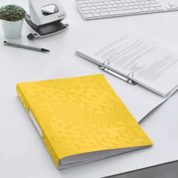 Leitz Ringbinder WOW PP A4 2RR/25mm, A4, Rundring, Polypropylen (PP), Gelb, 190 Blatt, 80 g/m²