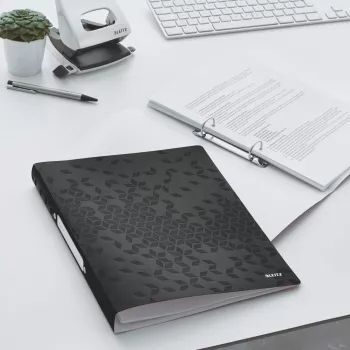 Leitz Ringbinder WOW PP A4 2RR/25mm, A4, Rundring, Polypropylen (PP), Schwarz, 190 Blatt, 80 g/m²