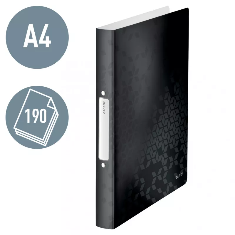 Leitz Ringbinder WOW PP A4 2RR/25mm, A4, Rundring, Polypropylen (PP), Schwarz, 190 Blatt, 80 g/m²