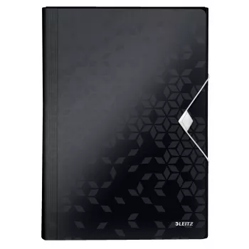 Leitz Projektmappe WOW PP, Umschlagmappe, A4, Polypropylen (PP), Schwarz, Quer-/Hochformat, 250 Blatt