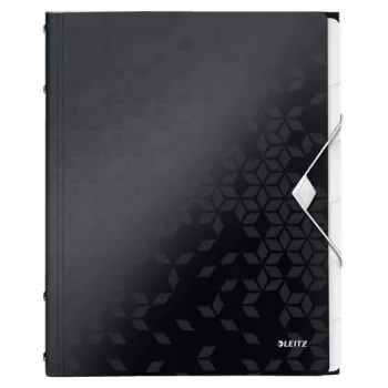Leitz Trennstreifen-Buch WOW PP 6 Tabs, herkömmlicher Aktenordner, A4, Polypropylen (PP), Schwarz, glänzend, 200 Blatt