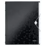 Leitz Trennstreifen-Buch WOW PP 6 Tabs, herkömmlicher Aktenordner, A4, Polypropylen (PP), Schwarz, glänzend, 200 Blatt