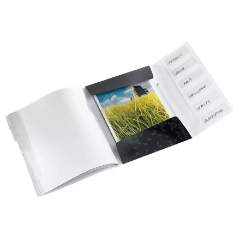 Leitz Trennstreifen-Buch WOW PP 6 Tabs, herkömmlicher Aktenordner, A4, Polypropylen (PP), Schwarz, glänzend, 200 Blatt