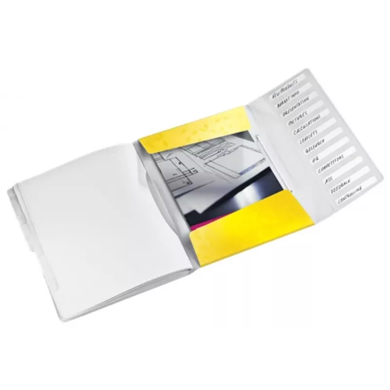 Leitz Trennblätter-Buch WOW PP 12-fach, A4, Polypropylen (PP), Gelb, 200 Blatt, 80 g/m², 265 mm