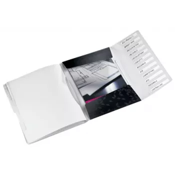 Leitz Trennbuch WOW PP 12 Tabs, Konventioneller Aktenordner, A4, Polypropylen (PP), Schwarz, Glänzend, 200 Blatt