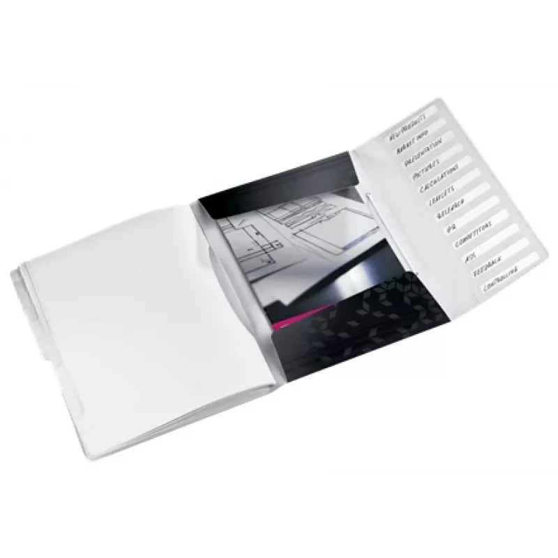 Leitz Trennbuch WOW PP 12 Tabs, Konventioneller Aktenordner, A4, Polypropylen (PP), Schwarz, Glänzend, 200 Blatt