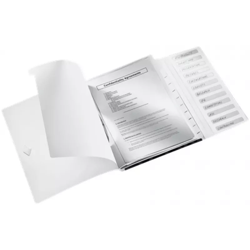 Leitz Trennbuch WOW PP 12 Tabs, Konventioneller Aktenordner, A4, Polypropylen (PP), Schwarz, Glänzend, 200 Blatt