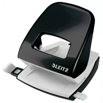 Leitz Locher WOW 5008 Metall 2-fach / 30 Blatt, 30 Blatt, Schwarz, Weiß, Metall, 8 cm, 5,5 mm, A4, A5, A6, Folio, US-Quart, 8 x 8 x 8 cm