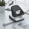 Leitz Locher WOW 5008 Metall 2-fach / 30 Blatt, 30 Blatt, Schwarz, Weiß, Metall, 8 cm, 5,5 mm, A4, A5, A6, Folio, US-Quart, 8 x 8 x 8 cm