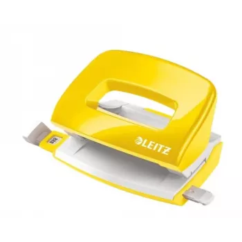 Leitz NeXXt Locher WOW Mini 2-fach / 10 Blatt, 10 Blatt, Gelb, Kunststoff, 8 cm, 5,5 mm, A4, A5, A6, Folio, US-Quart, 8 x 8 x 8cm