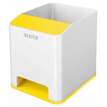 Leitz Sound Pen Holder WOW, Weiß, Gelb, Polystyrol, 90 mm, 101 mm, 100 mm, 140 g