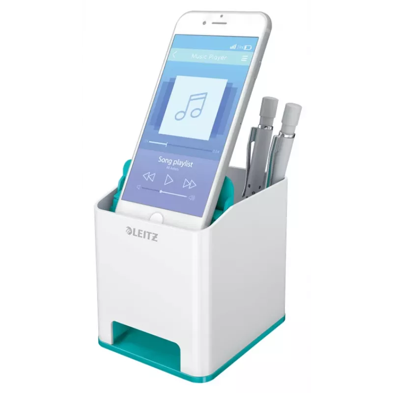 Leitz Sound Pen Holder WOW, Blau, Weiß, Polystyrol (PS), 90 mm, 101 mm, 100 mm, 140 g
