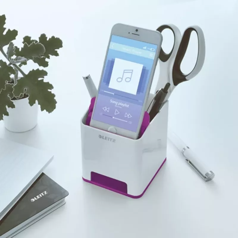 Leitz Sound Pen Holder WOW, Lila, Polystyrol (PS), 90 mm, 101 mm, 100 mm, 140 g