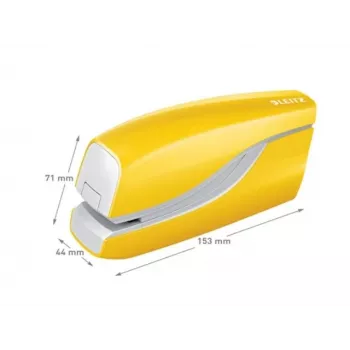 Leitz Heftgerät batteriebetrieben WOW 5566, 10 Blatt, Front, 1 cm, Kunststoff, Gelb, Batterie