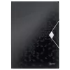 Leitz 3-Klappen-Mappe WOW PP A4, Klappmappe, A4, Polypropylen (PP), Schwarz, Quer-/Hochformat, 150 Blatt
