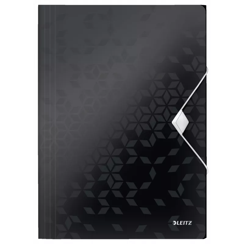 Leitz 3-Klappen-Mappe WOW PP A4, Klappmappe, A4, Polypropylen (PP), Schwarz, Quer-/Hochformat, 150 Blatt