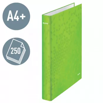Leitz Ringbinder WOW Laminierter A4+ 2DR/25mm, A4+, D-Ring, Karton, Grün, 250 Blatt, 80 g/m²