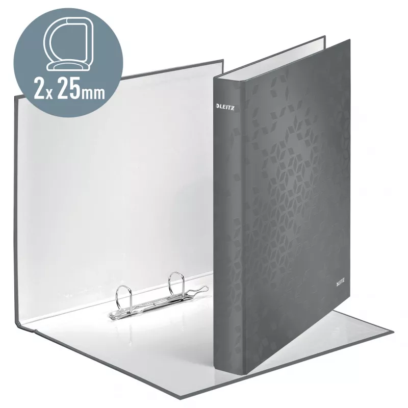 Leitz Ringbinder WOW Laminierter A4+ 2DR/25mm, A4+, D-Ring, Karton, Grün, 250 Blatt, 80 g/m²