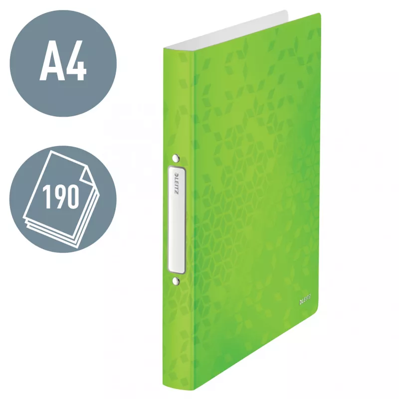 Leitz Ringbinder WOW PP A4 2RR/25mm, A4, Rundring, Polypropylen (PP), Grün, 190 Blatt, 80 g/m²