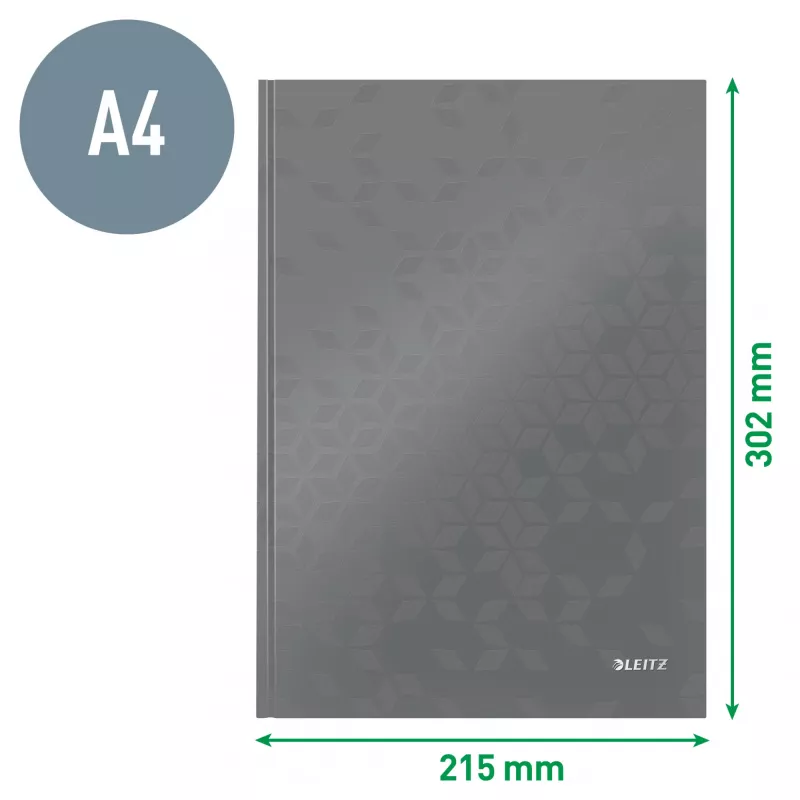 Leitz Notebook WOW A4 kariert mit Hardcover 90 g/m², 80 Blatt, Muster, Grün, A4, 80 Blatt, 80 g/m², kariertes Papier