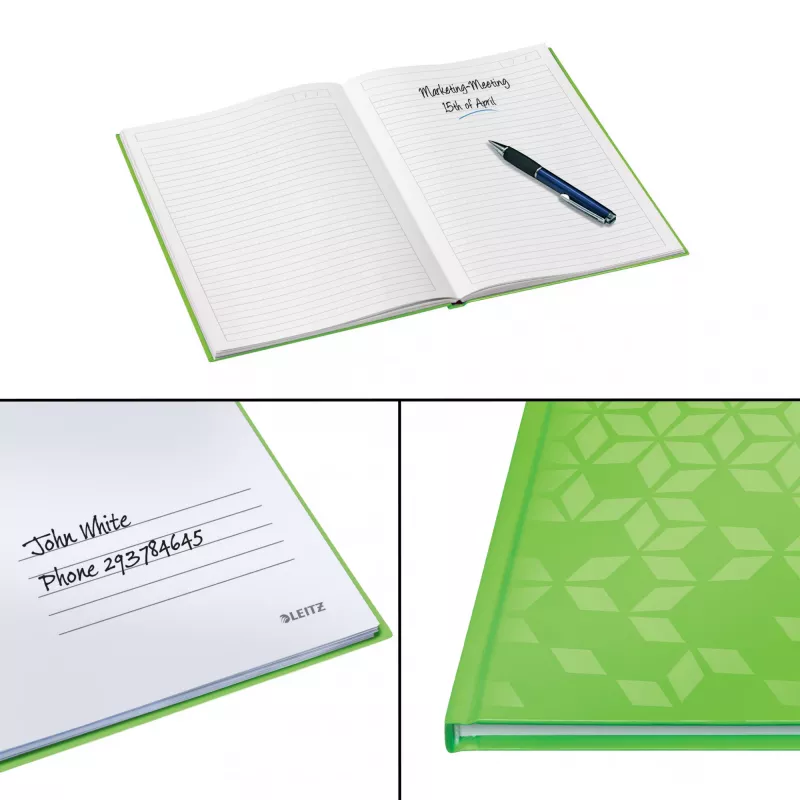 Leitz Notebook WOW A5 liniert mit Hardcover 90g/80 Blatt, Muster, Grün, A5, 80 Blatt, 80 g/m², Liniertes Papier