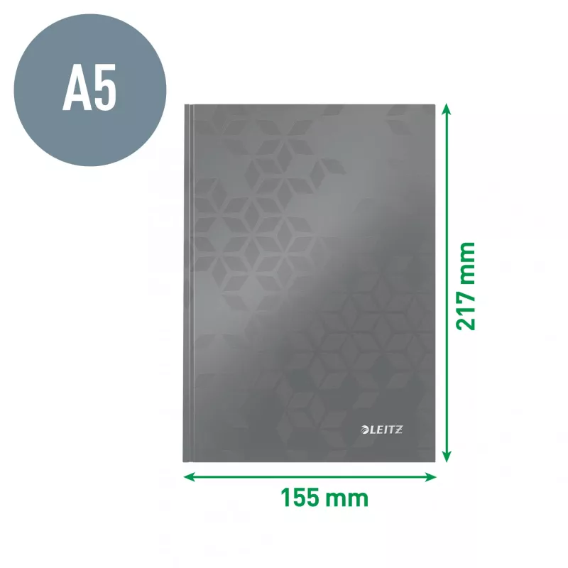 Leitz WOW Notizbuch A5 kariert mit Hardcover, Muster, Grün, A5, 80 Blatt, 80 g/m², kariert