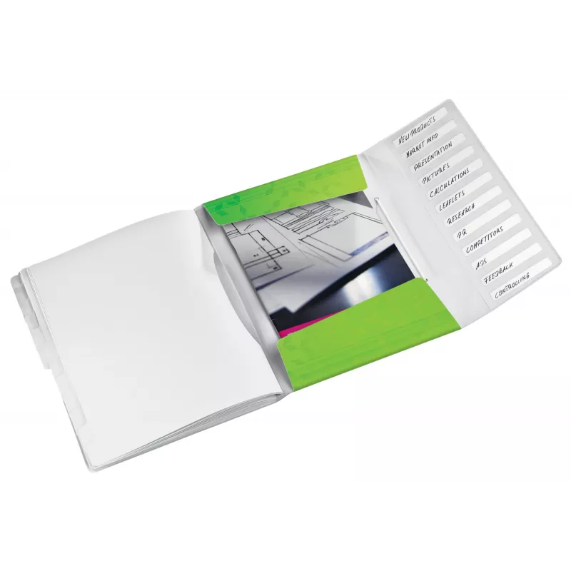 Leitz WOW PP Trennblätter-Buch, 12 Fächer, A4, Polypropylen (PP), Grün, 200 Blatt, 80 g/m², 265 mm
