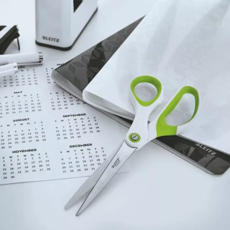 Leitz WOW Titanium Büroschere 205 mm, Erwachsene, Gerader Schnitt, Einzeln, Grün, Weiß, Edelstahl, Büroschere