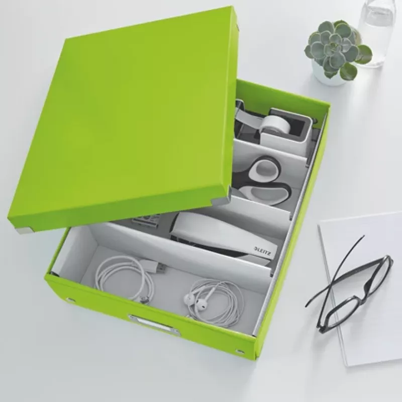 Leitz Click & Store WOW Medium Organiser Box, Aufbewahrungsbox, Grün, Rechteckig, Karton, Monochromatisch, Innenbereich