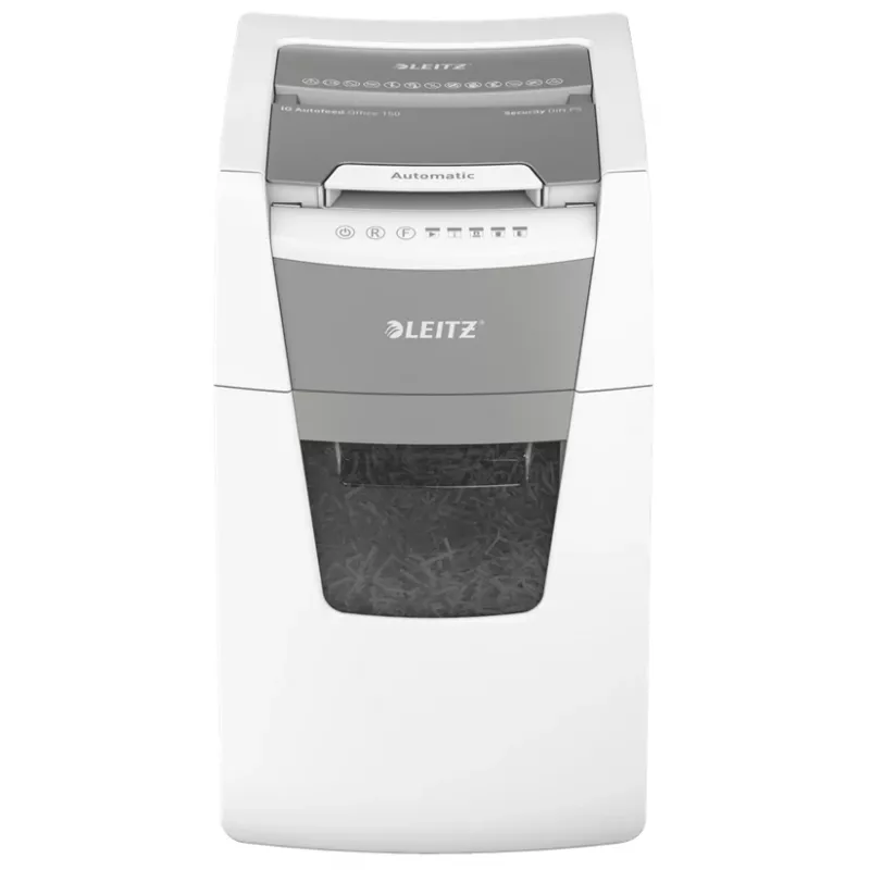 Leitz IQ Autofeed Office 150 Automatischer Papierschredder P5, Mikroschnitt, 22 cm, 2 x 15 mm, 44 L, 500 Blatt, 55 dB